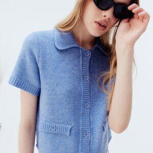H&M Blue Short Sleeve Cardigan